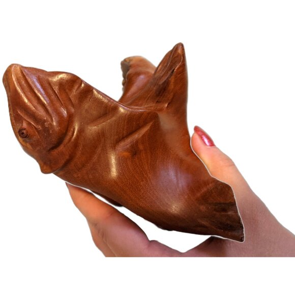 Vintage Hand Carved Wooden Iguana Trinket Dish Bowl Retro Decor Tropical - Picture 5 of 6